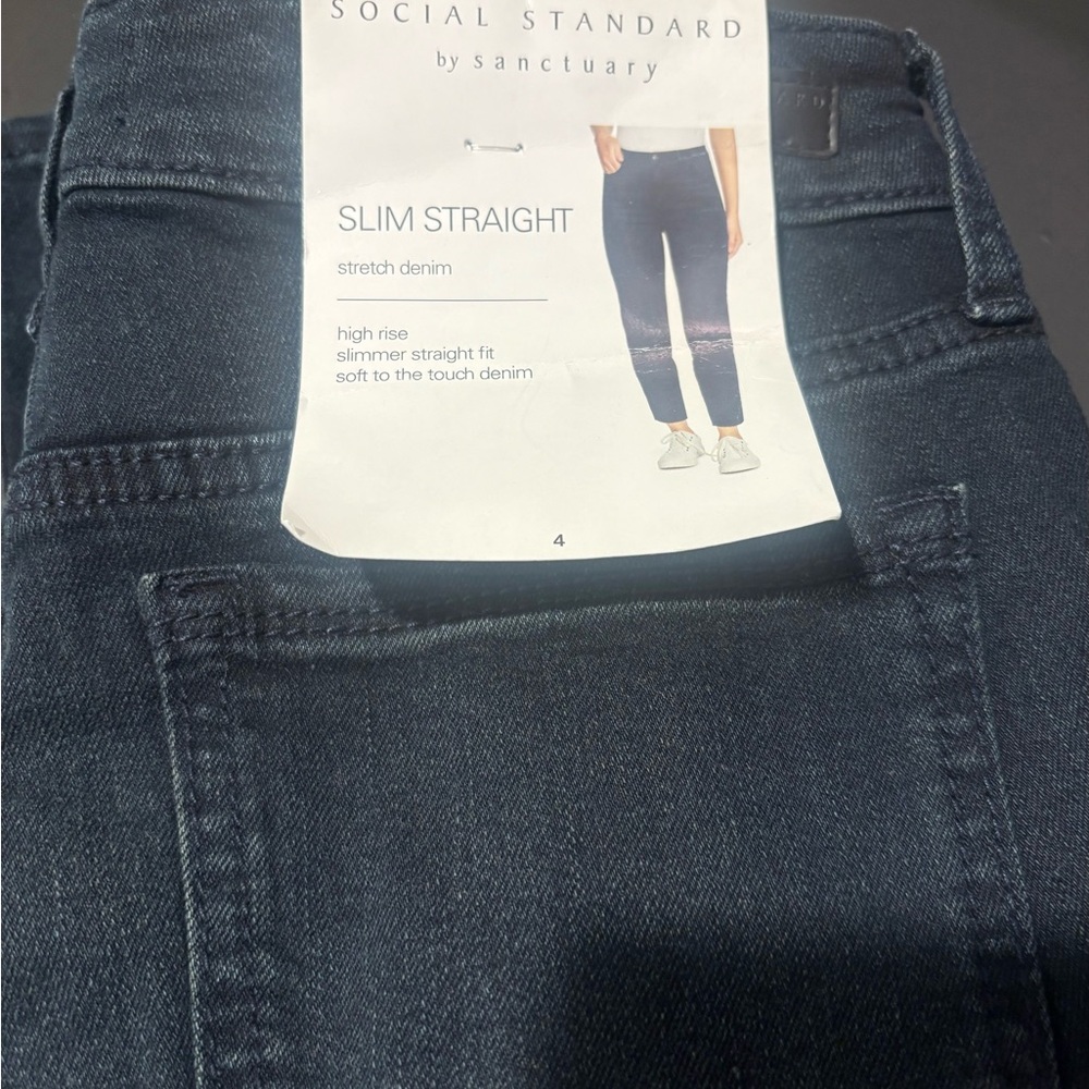 Social Standard by Sanctuary Women's Straight Leg Jeans - Dark Blue